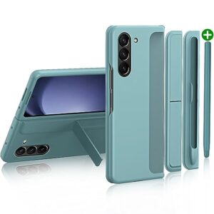 for samsung z fold 5 case with pen, [changable s pen holder & kickstand ] [support wireless charging] z fold 5 case, hard pc shockproof anti-scratch case for samsung galaxy z fold 5 (ice blue)