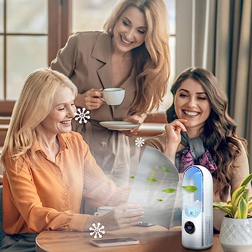 Portable Air Conditioner Leafless Fan - Air Cooler Fan, USB Personal Timing Powerful Electric Fan with 6-Speed,Humidification,Filtering,Cooling for Travel,Household,Office,Bedside,Desk (White)