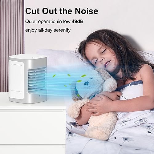 Cozzyben Small Air Conditioner Portable Water Mini USB Ac Unit Personal Evaporative Swamp Cooler Ice Fan for Desk Bedroom Room Car Camping Tent