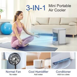 Cozzyben Small Air Conditioner Portable Water Mini USB Ac Unit Personal Evaporative Swamp Cooler Ice Fan for Desk Bedroom Room Car Camping Tent