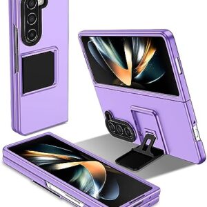 TECHY Case for Samsung Galaxy Z Fold 5, [Adjustable Bracket] Shockproof PC Shell with Lens Protection Galaxy Fold 5 Phone Case, Purple