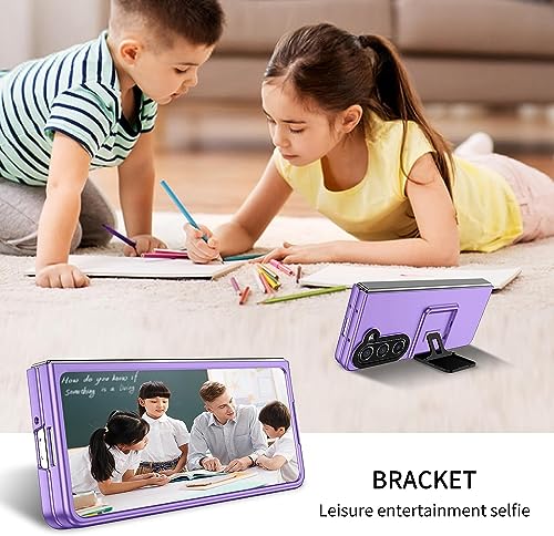 TECHY Case for Samsung Galaxy Z Fold 5, [Adjustable Bracket] Shockproof PC Shell with Lens Protection Galaxy Fold 5 Phone Case, Purple