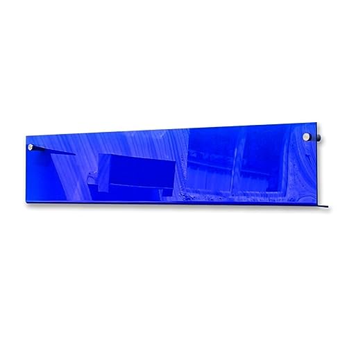 KWOKING Scandinavian Floating Bookcase Acrylic Closed Back Bookshelf Transparent Acrylic Bookshelf Book Storage Rack Wall Newspaper Picture Album Book Rack Display Stand Blue 31.5" L x 2" W x 5.9" H