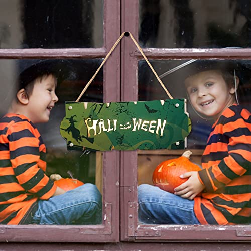 FRAKYEN Welcome Sign for Front Door Halloween Hanging Decoration Halloween House Sign Atmosphere Night Light Wall Crafts Decoration Wooden Pendant