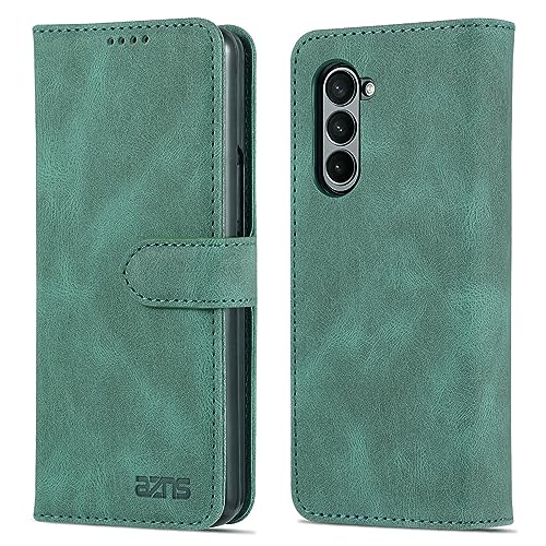 Case for Samsung Galaxy Z Fold 5,Luxury Wallet Flip Premium PU Leather Card Purse Shockproof Phone Cover Compatible with Galaxy Z Fold 5(Green)