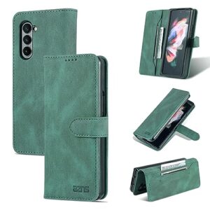 Case for Samsung Galaxy Z Fold 5,Luxury Wallet Flip Premium PU Leather Card Purse Shockproof Phone Cover Compatible with Galaxy Z Fold 5(Green)