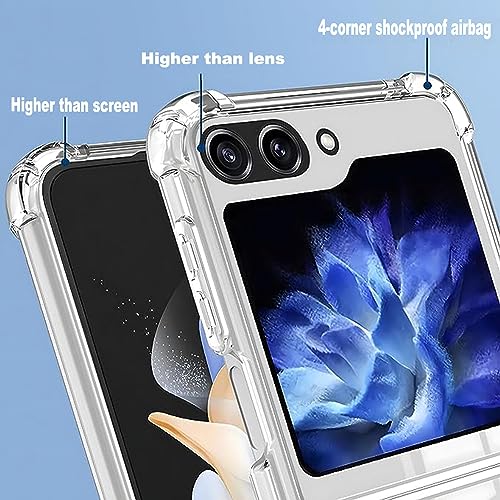 teroxa for Samsung Galaxy Z Flip 5 Magnetic Clear Case, Compatible with MagSafe Wireless Charger Flip5 Transparent Hard PC Back Soft TPU Bumper Cover Slim Fit (Clear)