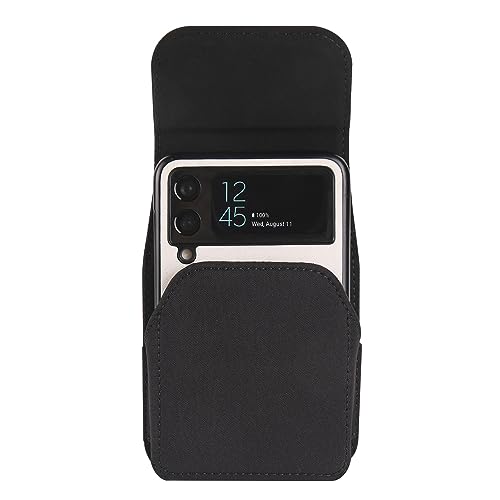 phone flip case Rugged Nylon Phone Belt Clip Holster Case Compatible with Samsung Galaxy Z Flip 5/4/3,Z Flip3 5G, Z Flip 2,or Motorola razr 40,Cell Phone Flip Case with Magnet Closure, Belt Pouch with