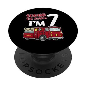 fire truck 7th birthday fireman firefighter 7 year old popsockets swappable popgrip