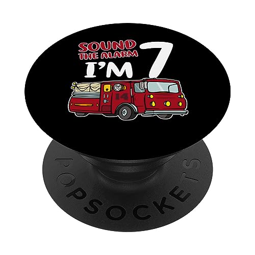 Fire Truck 7th Birthday Fireman Firefighter 7 Year Old PopSockets Swappable PopGrip