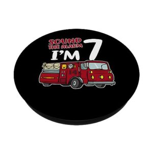 Fire Truck 7th Birthday Fireman Firefighter 7 Year Old PopSockets Swappable PopGrip