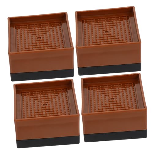 OSALADI 4pcs Booster Pad Plastic Floor Protector Washing Machine Pedestal Leg Protectors for Chairs Wood Bed Lifters Table Feet Covers Furniture Riser Block Brown Cabinet Feet Pad Sofa