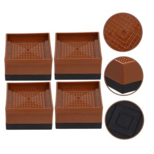 OSALADI 4pcs Booster Pad Plastic Floor Protector Washing Machine Pedestal Leg Protectors for Chairs Wood Bed Lifters Table Feet Covers Furniture Riser Block Brown Cabinet Feet Pad Sofa