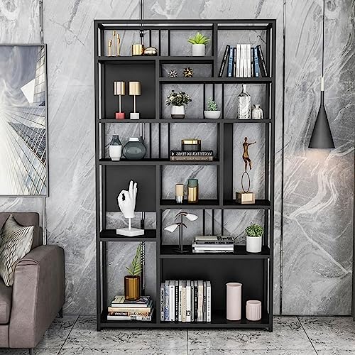 DESONIX Bookshelf Independent Bookshelf Nordic Wrought Iron Bookshelf Shelf Living Room Floor-to-Ceiling Bookcase Multi-Layer Creative Shelf Bookcase Floor Standing Bookcase