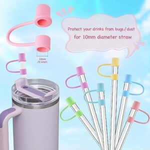 6 Pcs Straw Covers for Stanley 40oz, Reusable Silicone Straw Topper for Stanley &Simple Modern 40 oz, Bugs/Spill/Dust Proof Simple Straw Covers Cap for 8-10mm Straws, for Stanley Cups Accessories