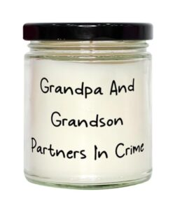 brilliant grandson gifts, grandpa and grandson partners in crime, birthday scent candle for grandson from grandpa, perfect gifts for grandson, best gifts for grandson