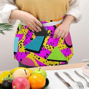 LAKIMCT Retro 80S 90S Half Aprons with Big Pockets, Women Men Short Apron for Chef Gardener Painter Waitress Bib