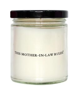 joke mother-in-law scent candle, this mother-in-law rules!, present for mother, gag gifts from son, mother in law gift ideas for birthday, mother in law gift ideas for christmas, unique mother in law