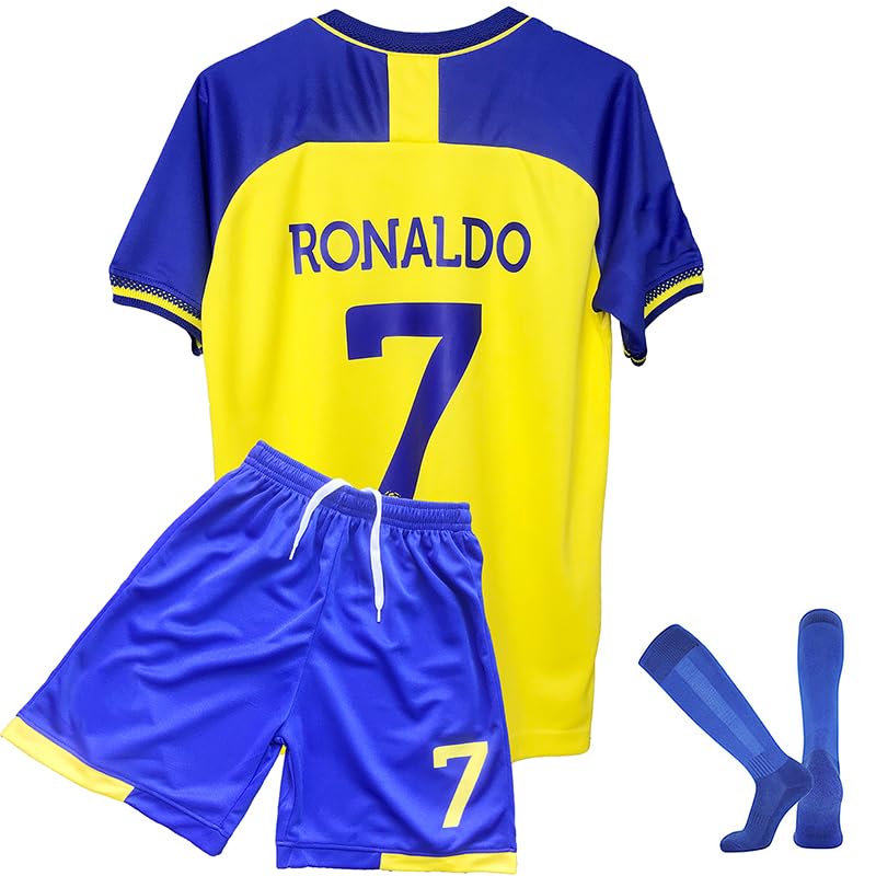 Soccer Jerseys for Boys Girls Ro_naldo Jersey Kids No.7 Football Youth Shirt Gift Kit 3 Piece Set 28(11-12years)