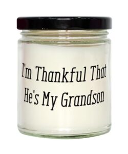 perfect grandson scent candle, i'm thankful that he's my grandson, cute gifts for grandchild from granddad, birthday gifts, gifts for, gifts for grand, toys for grand, christmas gifts for grand,