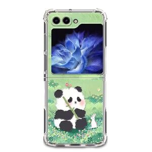 yotta for samsung galaxy z flip 5 case cute panda phone cover ultra-thin fit shockproof tpu bumper protection cases slim anti-scratch folding soft protective covers(color:a)