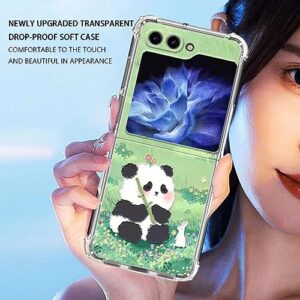 Yotta for Samsung Galaxy Z Flip 5 Case Cute Panda Phone Cover Ultra-Thin Fit Shockproof TPU Bumper Protection Cases Slim Anti-Scratch Folding Soft Protective Covers(Color:A)