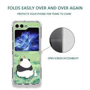 Yotta for Samsung Galaxy Z Flip 5 Case Cute Panda Phone Cover Ultra-Thin Fit Shockproof TPU Bumper Protection Cases Slim Anti-Scratch Folding Soft Protective Covers(Color:A)