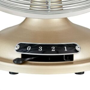 RUTIFY Vintage 12" Oscillation Table Fan - Brushed Nickel: 3-Speed & Tilted-Head Design for Retro Coolness!