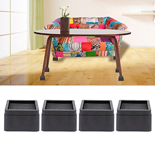 Syrisora 4PCS Durable Stackable Bed Risers Black Square 2 Furniture Legs Floor Feet Protectors