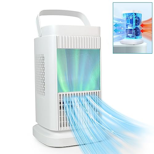 JOYENERGY Portable Air Conditioner Fan, Innovative Semiconductor Refrigeration, Personal Air Cooler Fan with 4 Wind Speeds, Desk Cooling Fan for Home, Travel and Office