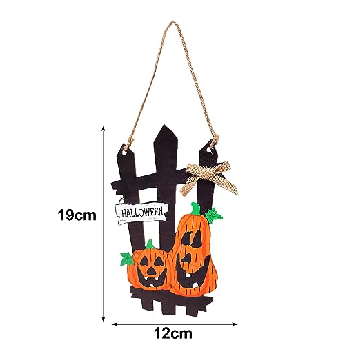 Erhigher Halloween Hanging Ghost Decoration, Black Cat Fence Door Sign Durable Fade-Resistant Ghost Festival Pumpkin Party Decoration Fine Workmanship Halloween Theme Party Decor Black & Yellow