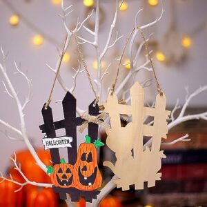 Erhigher Halloween Hanging Ghost Decoration, Black Cat Fence Door Sign Durable Fade-Resistant Ghost Festival Pumpkin Party Decoration Fine Workmanship Halloween Theme Party Decor Black & Yellow