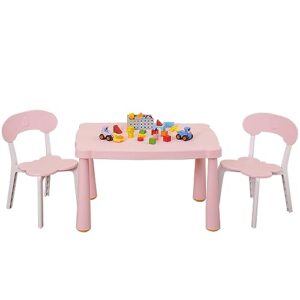 domi kids table and chair set, 3 pieces enlarged natural plastic toddler desk and chairs with 11.8" h seat, preschool chair, toddler chairs activity table for home, playroom, preschool, kindergarten
