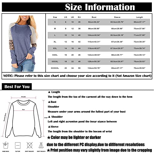 Tunic Tops for Women Fit Plus Women's Top Fall and Winter Leopard Print Striped Print Round Neck Shirt Casual Watermelon Red XXXXXL