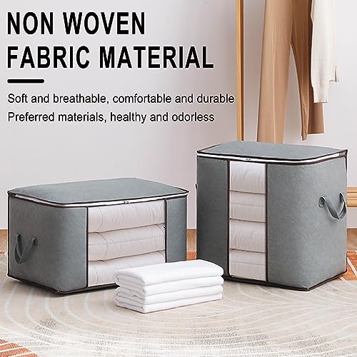 Clothes Storage Bag with with Clear Window & Lid - Storage Organizer with Duel Zipper & Handle, Sorting Storage Box for Clothes & Toys Sweaters Coats T-shirts Blankets (3-in-1 Set)