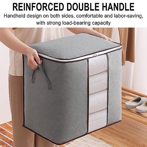 Clothes Storage Bag with with Clear Window & Lid - Storage Organizer with Duel Zipper & Handle, Sorting Storage Box for Clothes & Toys Sweaters Coats T-shirts Blankets (3-in-1 Set)