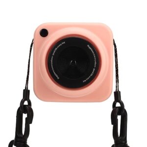 Raguso Necklace Fan, Vintage Camera Shape Lightweight HandsFree Hanging Neck Fan Low Noise Adjustable Indoor for Travel (Pink)