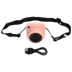 Raguso Necklace Fan, Vintage Camera Shape Lightweight HandsFree Hanging Neck Fan Low Noise Adjustable Indoor for Travel (Pink)