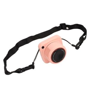 Raguso Necklace Fan, Vintage Camera Shape Lightweight HandsFree Hanging Neck Fan Low Noise Adjustable Indoor for Travel (Pink)