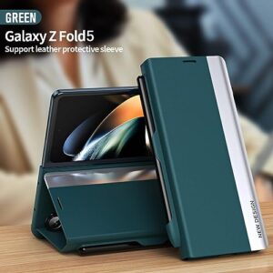 Cell Phone Case For Samsung Galaxy Z Fold 5 2023 Magnetic Translucent Plating Leather Flip Case + PC Smart Full Body Protective Shell Stand Holder Cover For Samsung Galaxy Z Fold 5 2023 Smart Device C