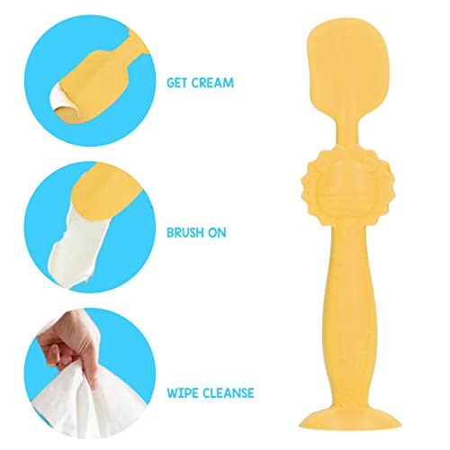 Baby Diaper Cream Spatula, 5.9 Inches Baby Butt Cream Applicator Soft Silicone Diaper Cream Spatula Applicator Baby Diaper Rash Cream (Yellow)