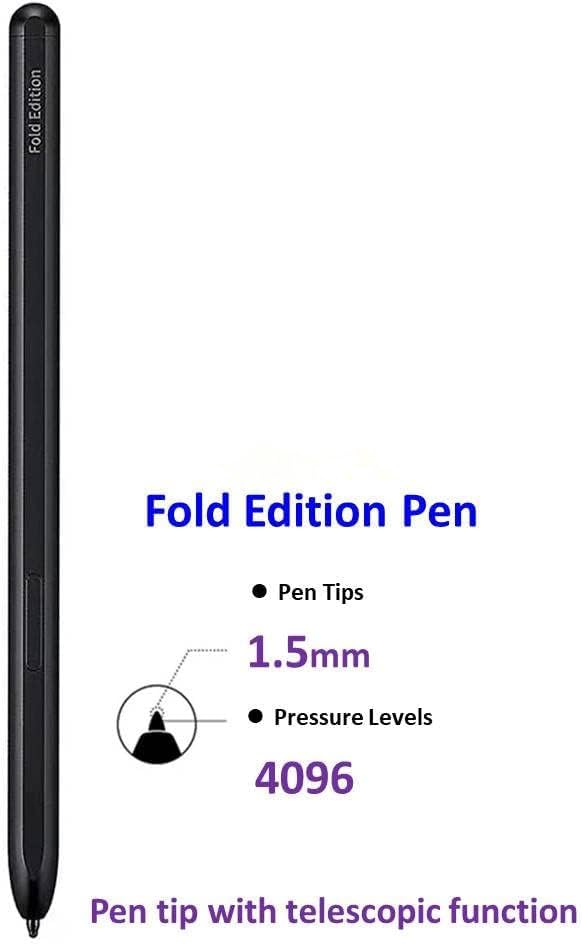 S Pen Fold Edition Compatible Galaxy Z Fold 5 and 4 Phones Slim 1.5mm Pen Tip, 4,096 Pressure Levels, Included Carry Storage Pouch+Tips/Nibs (Pen+Case-Black)