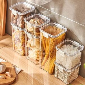 5 Size Single Airtight Food Storage Containers with Lids,Kitchen Clear Plastic Canisters Sealed Jar with Easy Lock Lids for Pantry Organization and Storage for Cereal,Rice,Pasta,Flour,Sugar