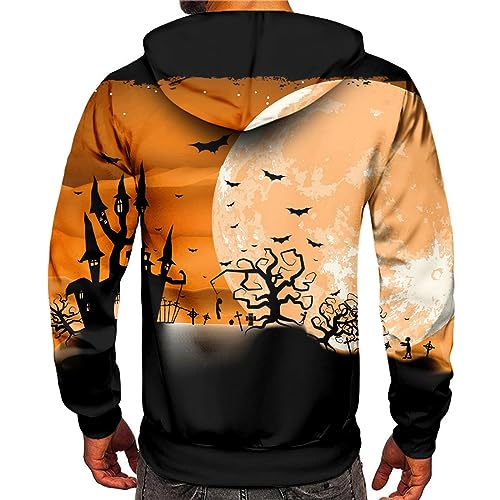 Halloween Hoodie Oversized Halloween Graphic Hoodies Big And Tall Lightweight Hooded Autumn Thermal Hoodies For Men Large Basic Funny Streetwear Hoodies Suit For Festival Gifts 5-Orange 4XL