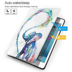 Rainbow Elephant Case Fit for IPad Air 3 Pro 10.5 Inch Case with Auto Sleep/Wake Ultra Slim Lightweight Stand Leather Cases