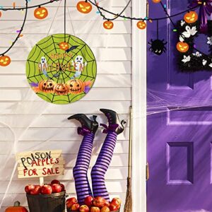 FRAKYEN Halloween Wood Door Sign Halloween Decoration Door Hangers Halloween Welcome Sign Front Door Halloween Wreath Farmhouse Halloween Decoration