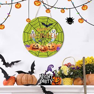 FRAKYEN Halloween Wood Door Sign Halloween Decoration Door Hangers Halloween Welcome Sign Front Door Halloween Wreath Farmhouse Halloween Decoration