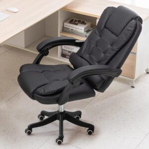 Office Chair Gaming Chair Computer Chair Boss Chair Office Chair Ergonomic Soft and Comfortable Office Home Computer Chair Fixed arm Swivel Chair (Color : Black, Size : One Size)