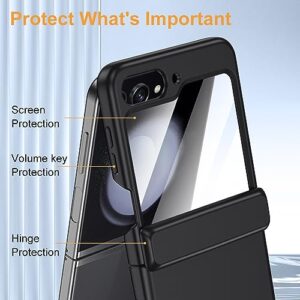 LEIAU for Samsung Galaxy Z-Flip-5 Case: [Full Cover Hinge Protection] Slim Phone Case for Women and Men with Screen Protector Volume Key Protection Wireless Charging for Galaxy Z Flip 5 5G(2023)