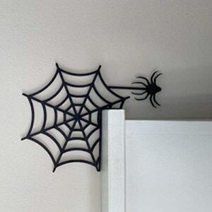 Wooden Witch Spider,Spider Web Door Corner Decoration Halloween Decor Halloween Witch Sign for Cabinets Windows Mirrors Door (spiders)